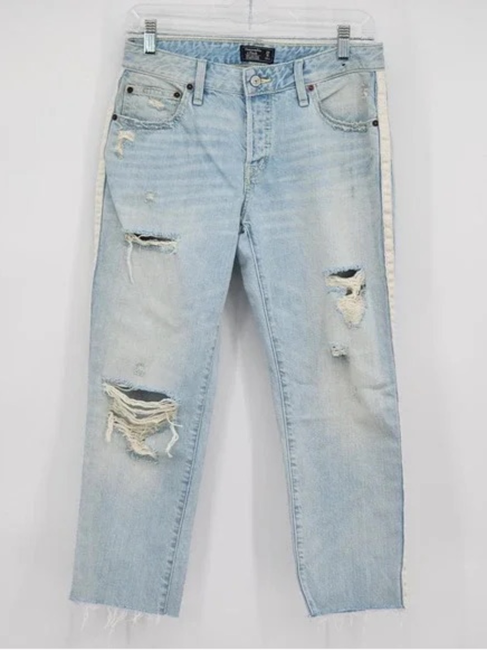 Abercrombie & Fitch Light Blue Distressed Boyfriend Jeans